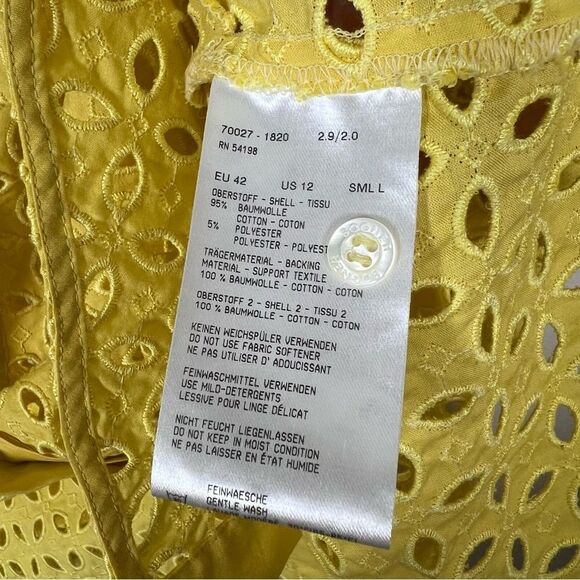 Bogner Women’s Size 12 Eyelet Yellow Button Front Jacket Three Quarter Sleeve - Picture 4 of 11